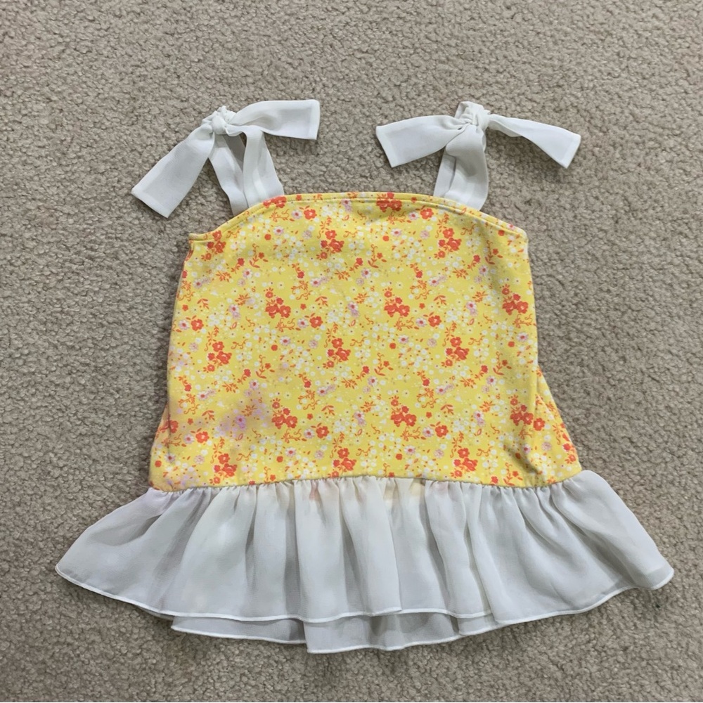 Matilda Jane Floral Yellow Kids Top with White Accents